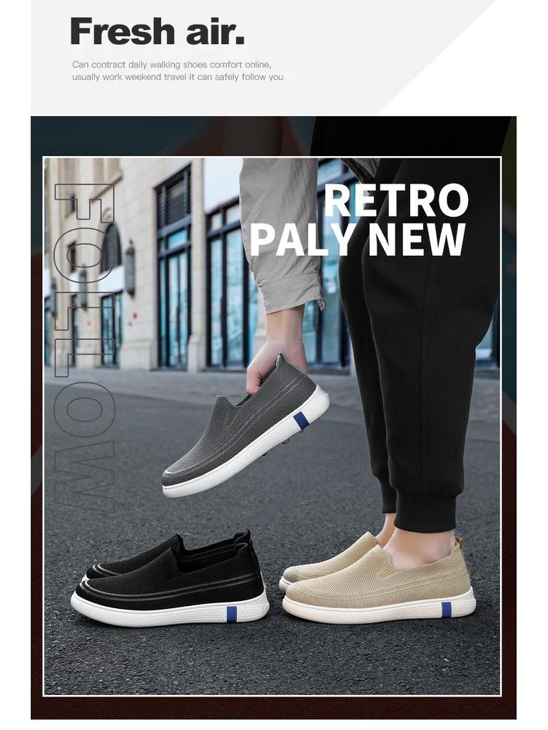 Men's Summer Fly-knit Breathable Slip-on Dad Shoes - Korean Style Casual & Comfortable