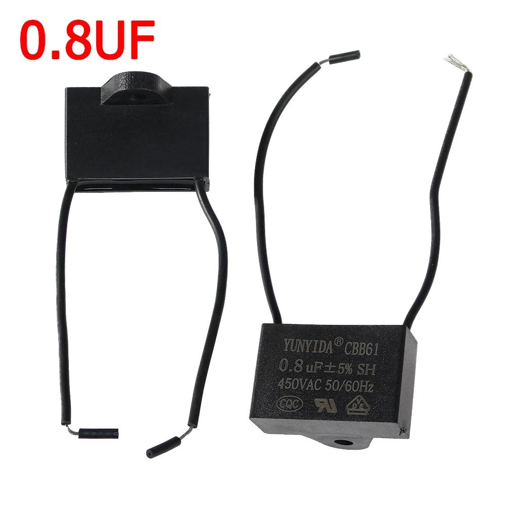 3pcs CBB61 450V Fan Capacitor 0.8/1/1.2/1.5/1.8/2/2.5/3/3.5/4/4.5/5/6/7/8/10 UF Ceiling Fan Motor Run Rectangle Capacitors Kit