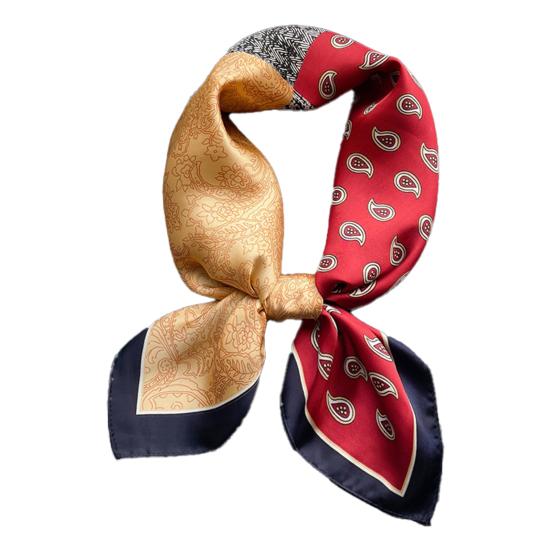 Silky Scarf Paisley Printing Smooth Texture Wrinkle-Resistant Windproof Imitation Silk Scarf Commuting Business Layering Neck Accessory
