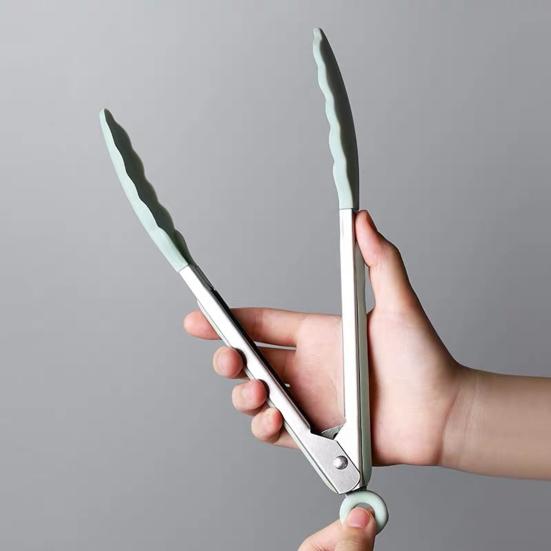 Lightweight Food Clamp Heat-resistant Silicone Easy Clean Hanging Ring Cooking Clip Tong for Kitchen