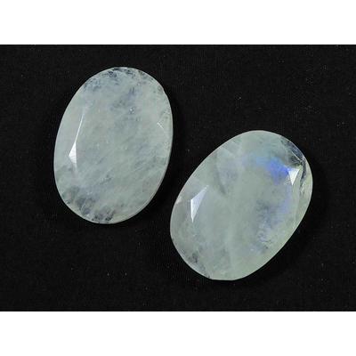 18X25MM Natural Rainbow Moonstone Oval Both Side Checker Gemstone 2Pcs Lot RML-1007