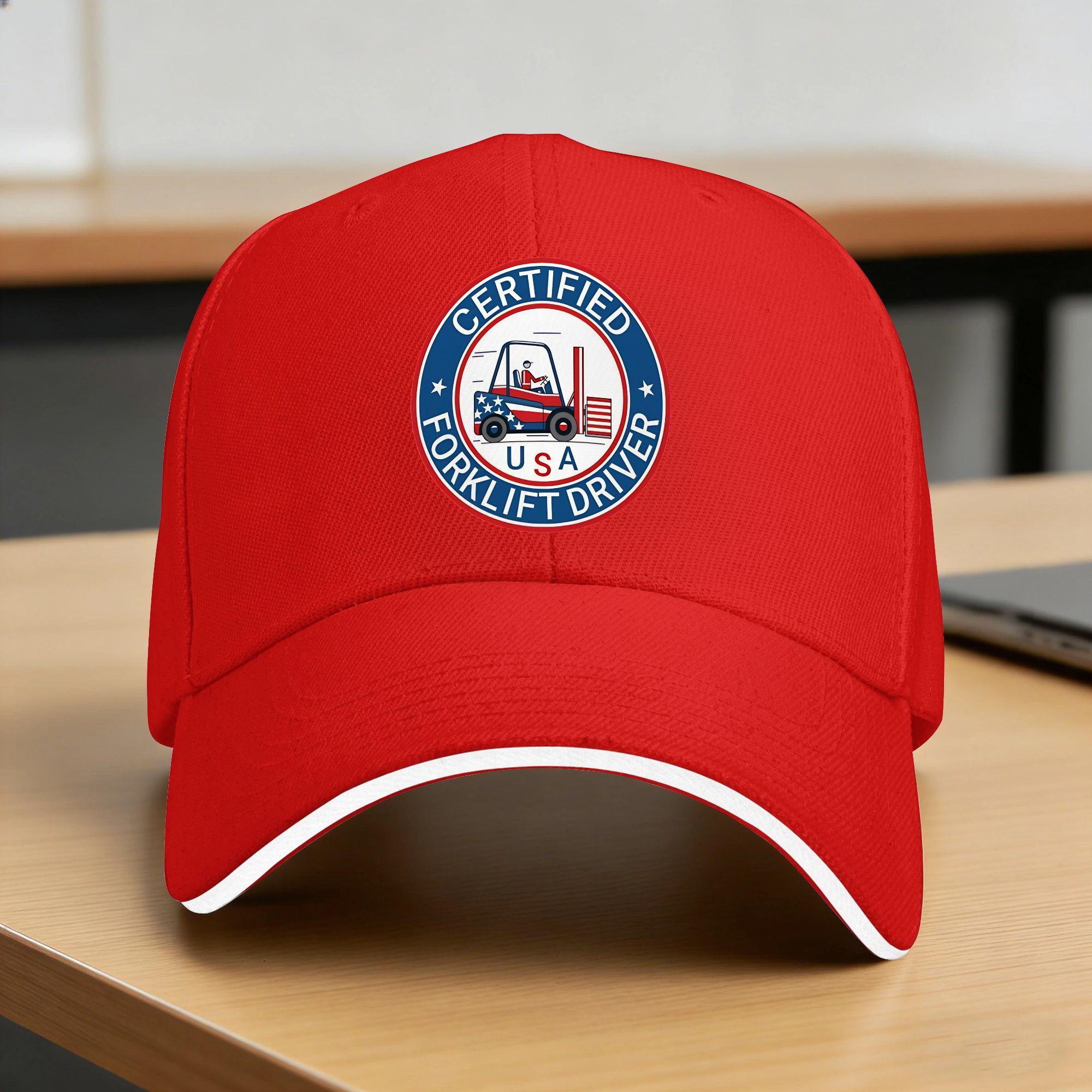 

Usa Certified Forklift Driver Baseball Cap y2k Cute Men Adult Trucker Hat Sun Visor Custom Logo Tennis Skate Baseball Caps Gift One Size красный