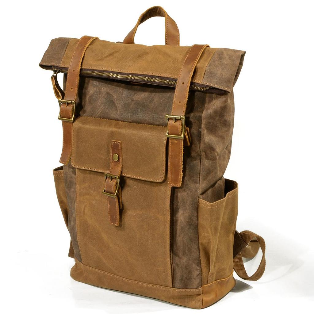 Muchuan Waxed Canvas Backpack: Large, Casual European & American Style, Waterproof Travel Bag for Men