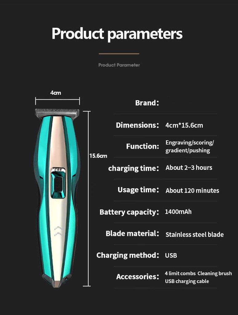 High-Power Professional Electric Hair Clipper with Washable Head