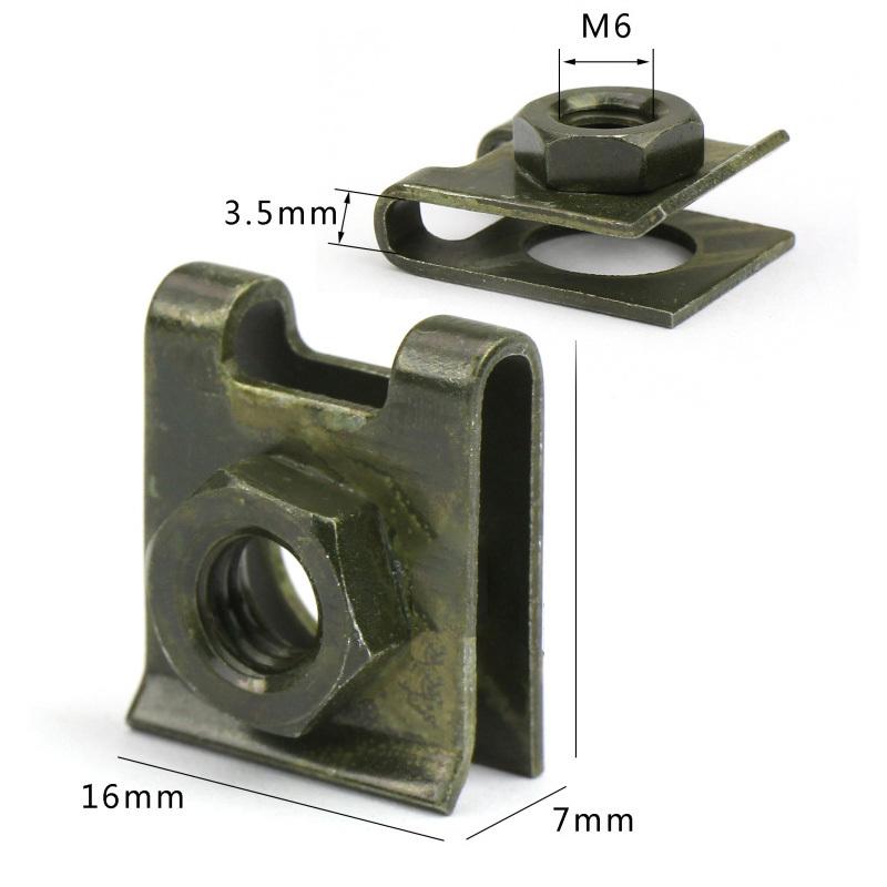 10pcs Car Motorcycle Scooter ATV Moped E-bike Plastic Cover Metal Retainer 6mm U-Type Clips with Nut M6