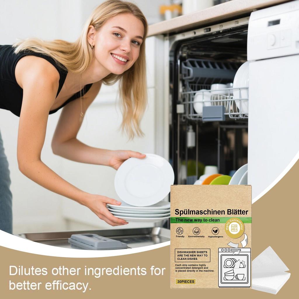 Geschirrspüler Reiniger Tabs 30 Stück Geruchsentferner Blätter Stark Verschmutzung Tiefenreinigung Entkalker für Küche Haushalt Wäsche Waschmaschine