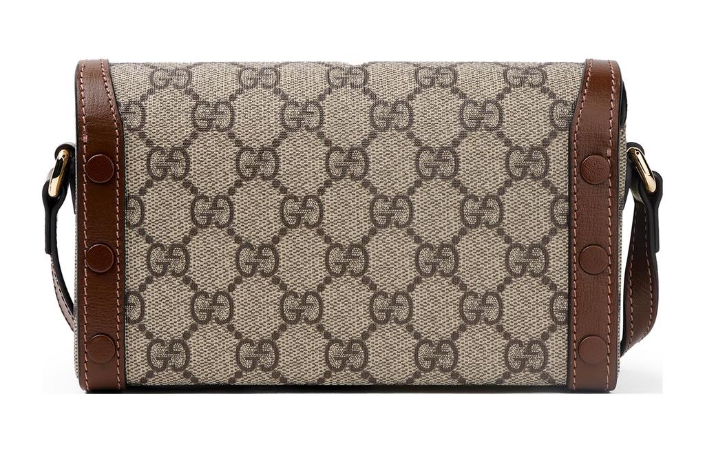 Gucci Horsebit 1955 Messenger Bag With Horsebit Buckle Featuring An Aged Flower Logo Made Of Canvas