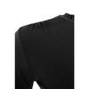 Schwarze, eng anliegende, eng anliegende, dehnbare Strickbluse mit hohem Kragen und gerafften Ärmeln Twoaw23el01391