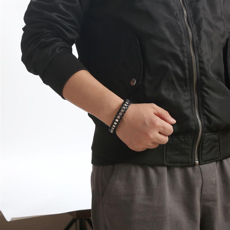Fashion Hand-woven Stainless Steel & Leather Braided Bracelet For Men Classic Leather Bracelet Bangle Jewelry Gift