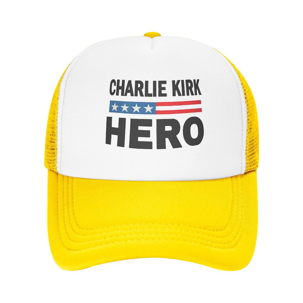 Helden-Charlie-Kirk-Flagge Benutzerdefinierte Netz-Baseballkappen für Herren Camping Damen Strand Papa-Hut Schirmmütze