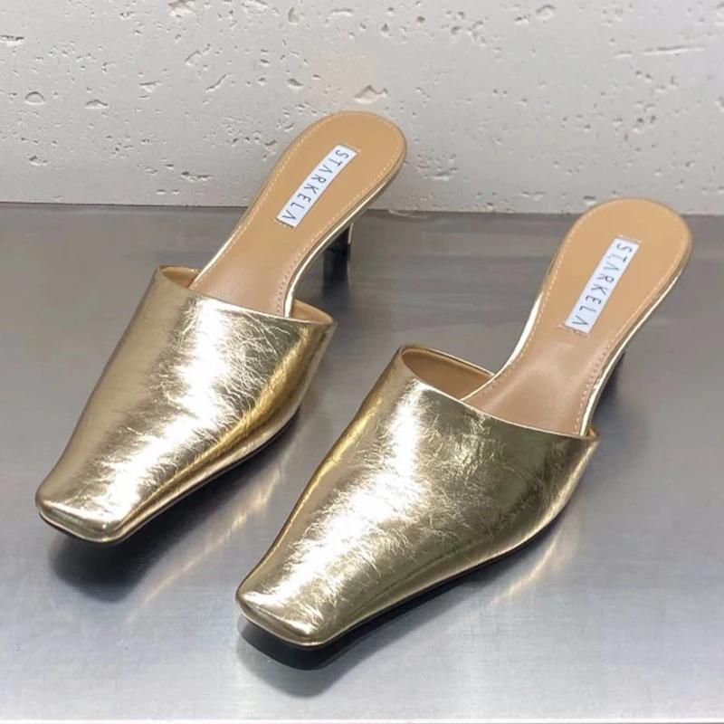 Fashion Women's Slippers Fashion Dress Heeled Shoes Slingback Mules Shoes Summer 2025 Casual Luxury Pumps Classic Sandalias De Mujer