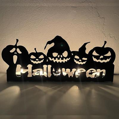 Iron Art ausgehöhlter Kürbis-Kerzenständer, Halloween-Kerzenständer aus Eisen
