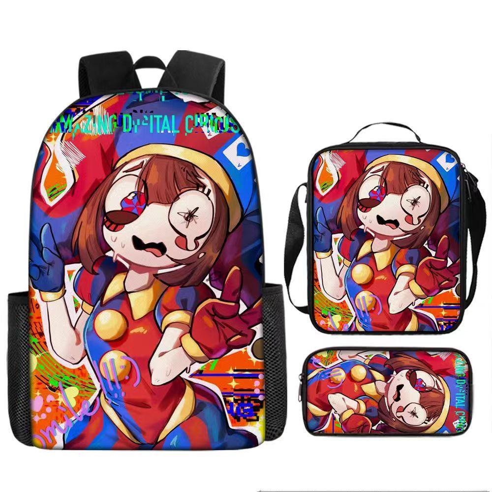 DER ERSTAUNLICHE DIGITALE ZIRKUS Rucksack-Set aus 3 Stück Großer Schulrucksack Reise-Tagesrucksack für Kinder Jugendliche Erwachsene