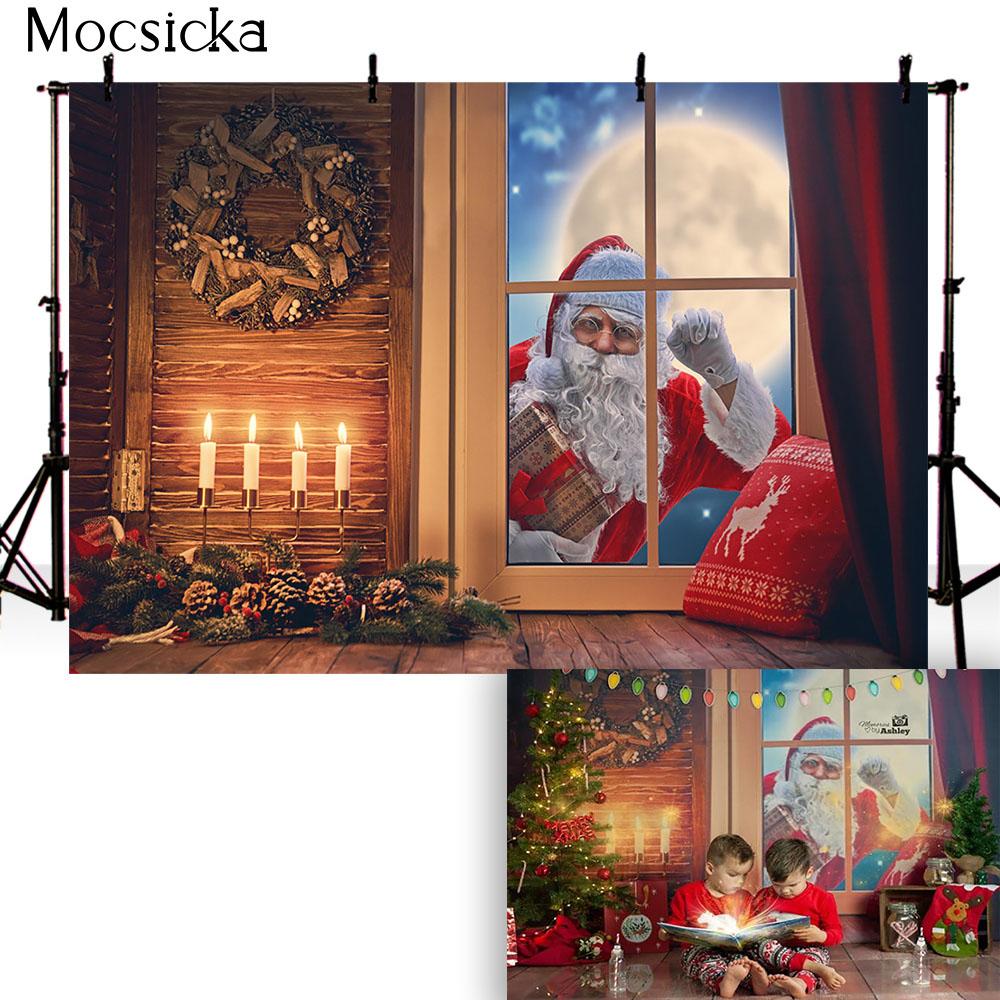 Christmas Tree Stairs Photography Backdrops Wooden Floor Fireplace Portrait Vinyl Photographic Background Photocall Photo Studio