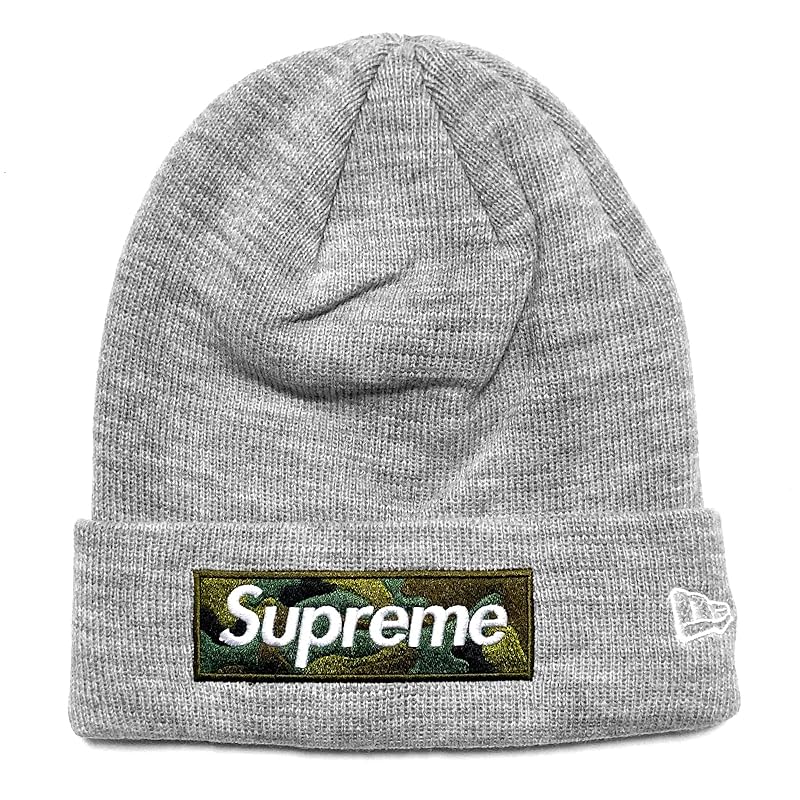 

[Supreme] мужская женская вязаная шапка New Era с логотипом в коробке, серая, меланжевая, New Era Box Logo Beanie FW23BN26 [product]
