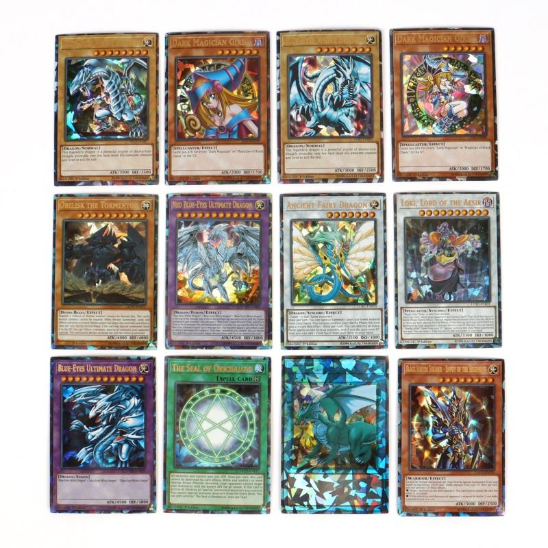 72 קלפי יוגי הו לא רעילים עם קופסת פח Yu Gi Oh קלף הולוגרפי גרסה אנגלית אותיות זהב קלף משחק Duel Links Blue Eyes Exodia