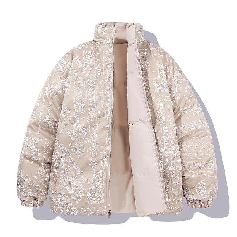 New Double-sided Clothing Cashew Flower Cotton-padded Clothing for Men and Women with the Same Thickened Cotton Loose Fashion Bread Cotton Clothing
