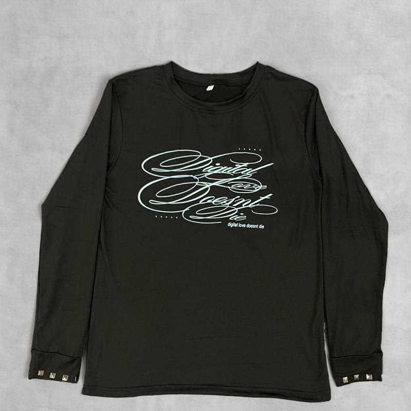 

Европейский и американский стиль, темный принт, длинный рукав, ретро, уличный тренд, топ-пуловер y2k XL чёрный