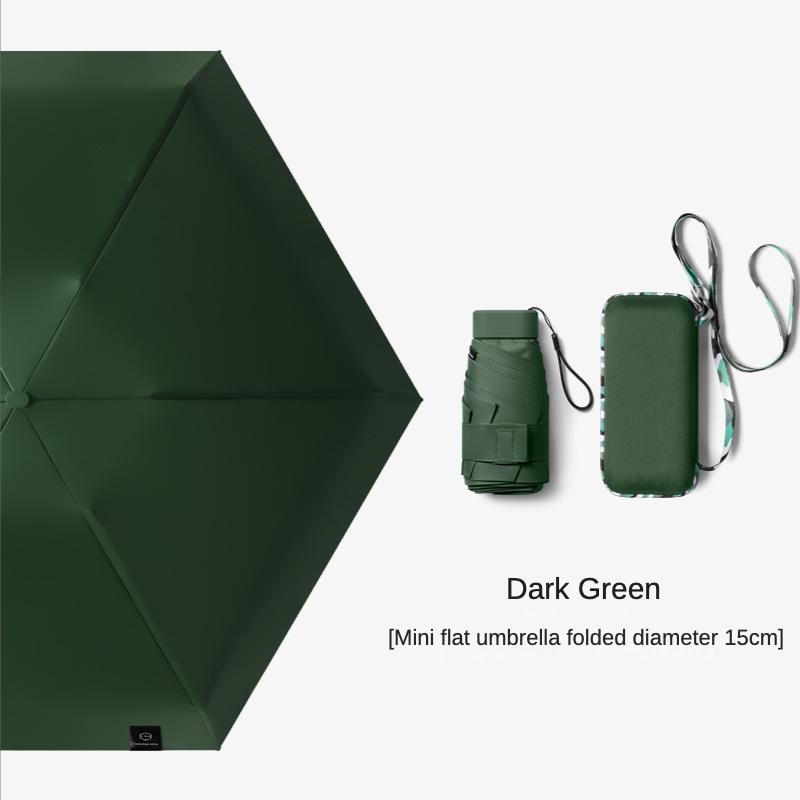 

Мини-компактный карманный зонт для женщин, легкий 6 складной солнцезащитный зонт от солнца и дождя, маленькая сумка-карточка, зонтики Paraguas Mujer Dark Green