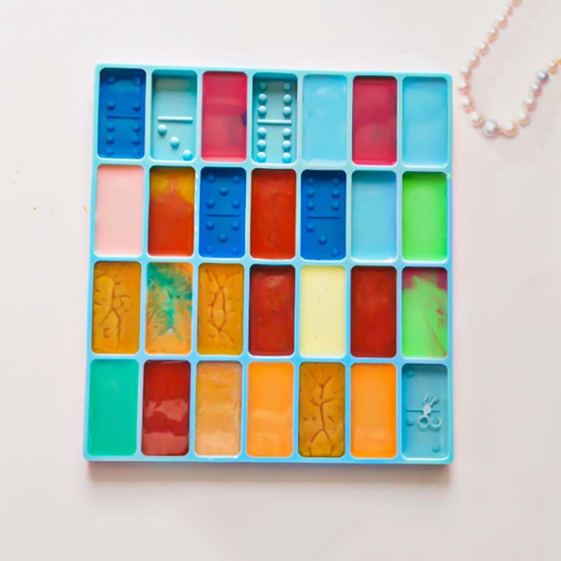 WTEMPO Thick Domino Resin Molds Domino Silicone Molds Round Edges Shiny & No Scratches & Durable DIY Dominoes Making Molds for Festive Party Games