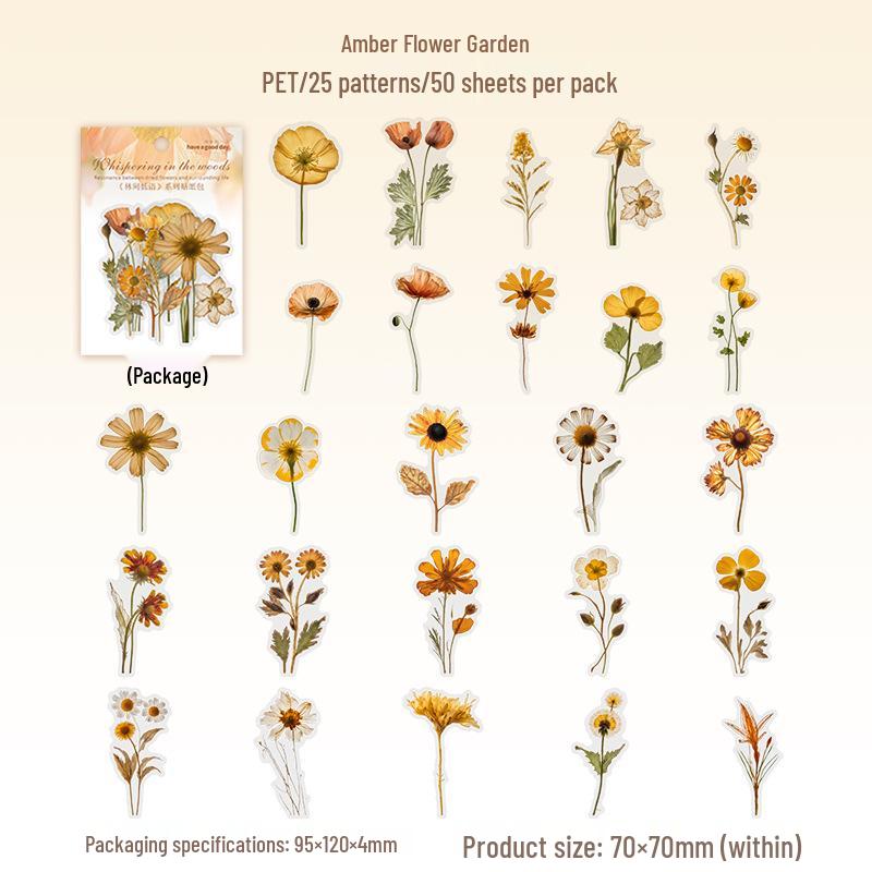 Whispering Woods Retro Floral Stickers - Handmade DIY Bookmarks & Journal Decorations