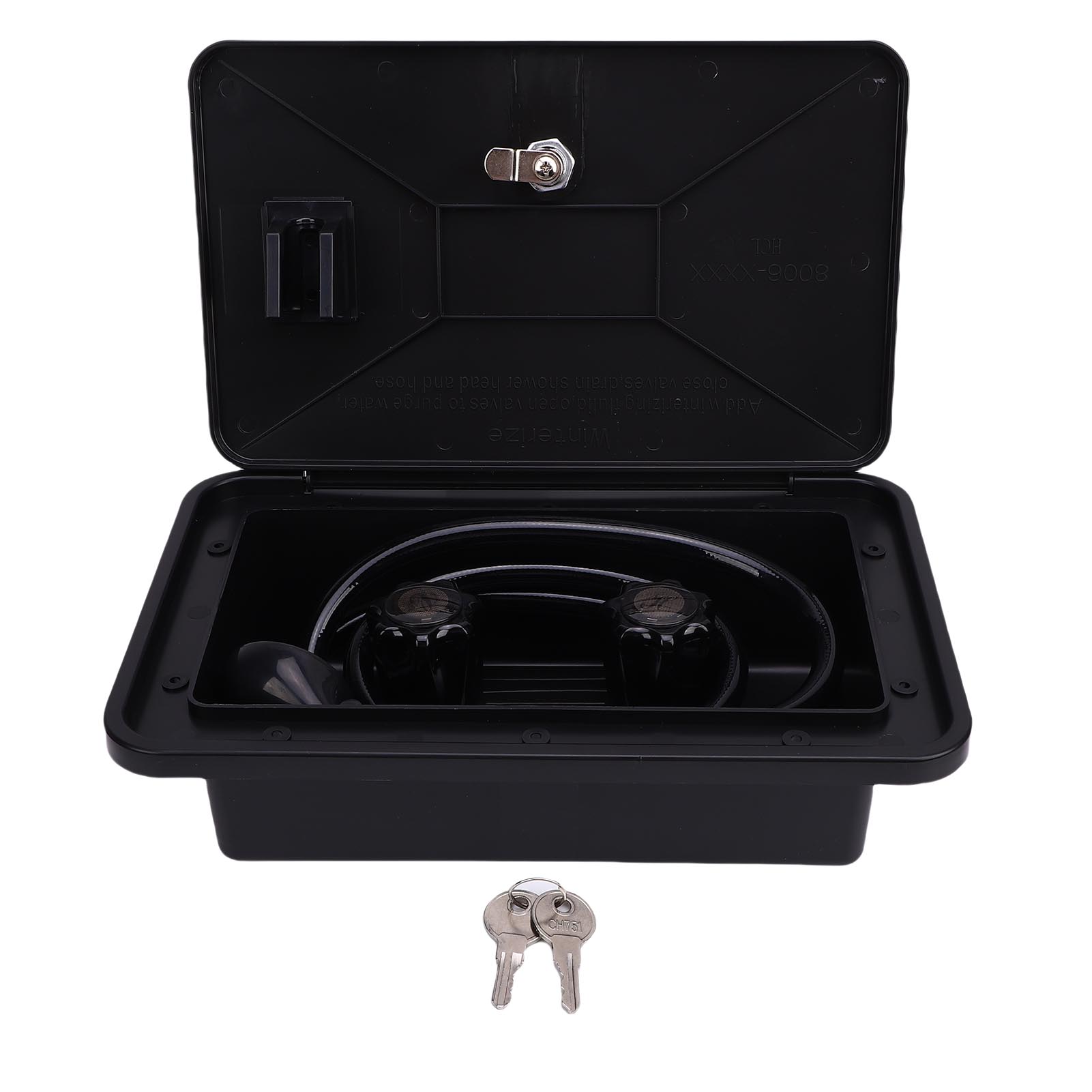 

Комплект зовнішньої душової коробки для RV з шлангом 1,5 м, душовою лійкою та душовим змішувачем для кемпінгового автомобіля, причепа, будинку на колесах, човна, фургона чорний