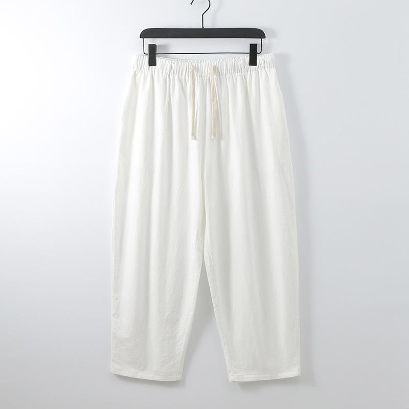 Men's Spring and Summer Breathable Cotton Nine-quarter Pants Loose Large Size Leisure Nine-quarter Pants