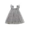Girls' Flower Embroidered Tulle Dress: Summer Style with Puff Sleeves and Net Yarn Skirt