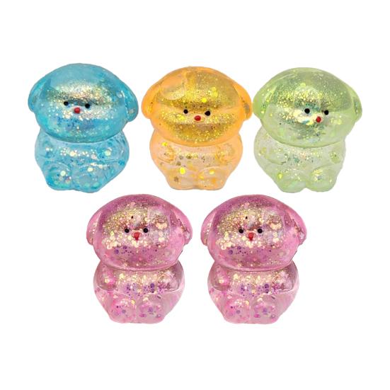 Yousheng 5Pcs Glitter Animal Stress Sugar Ball Anxiety Relief Clear Frog Dog Cartoon Shit Squeeze Sensory Toy Decompression Fidget