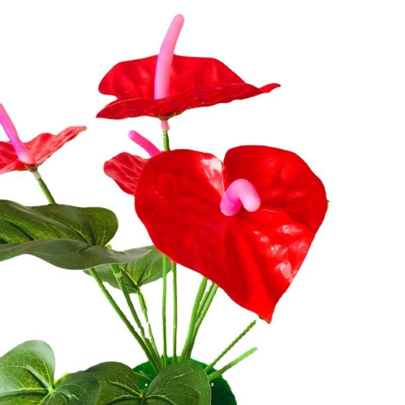 Red Artificial Anthurium Potted Flower For Outdoor Events Interior Decoration