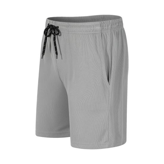 Men Shorts Elastic Waist Adjustable Drawstring Wide Leg Shorts with Pockets Solid Color Beach Casual Shorts
