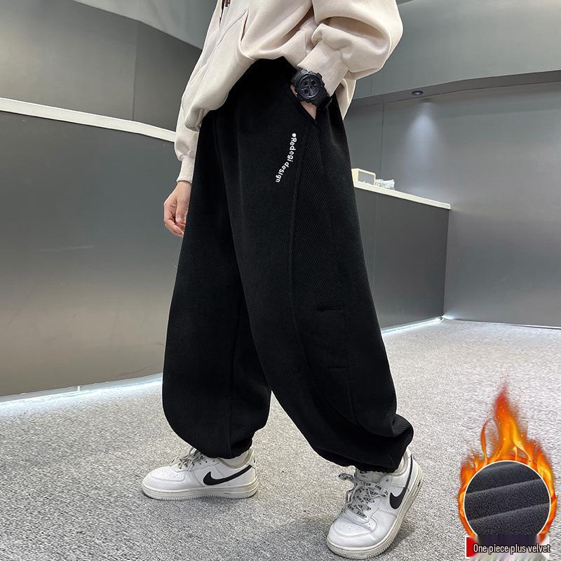 Мальчиковые вельветовые джоггеры на флисовой подкладке - Осень/Зима 2025 Крутой хипстерский стиль 130cm