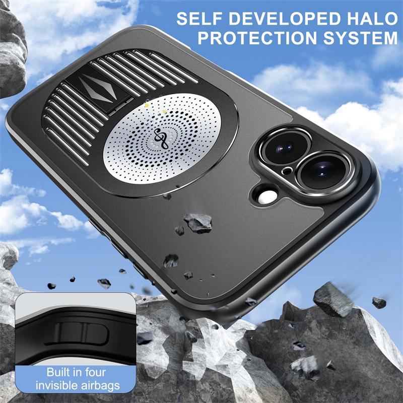 Für iPhone 16 15 14 13 Pro Max Aromatherapie-Hülle Wärmeableitung Magsafe Magnetisches kabelloses Laden mit Metallständer-Telefonabdeckung