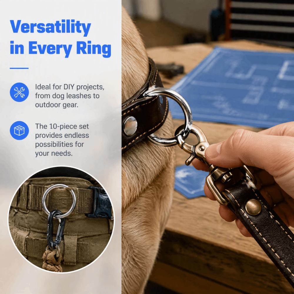 10pcs Multifunctional Welded Round Rings Solid Seamless Multi-Purpose O Rings For Dog Collars