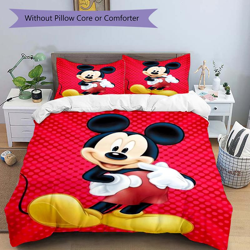 Mickey Mouse Adventure Print 3Pcs Bedding Setduvet Cover With 2 Bedropillowcase Home Birthday Gift