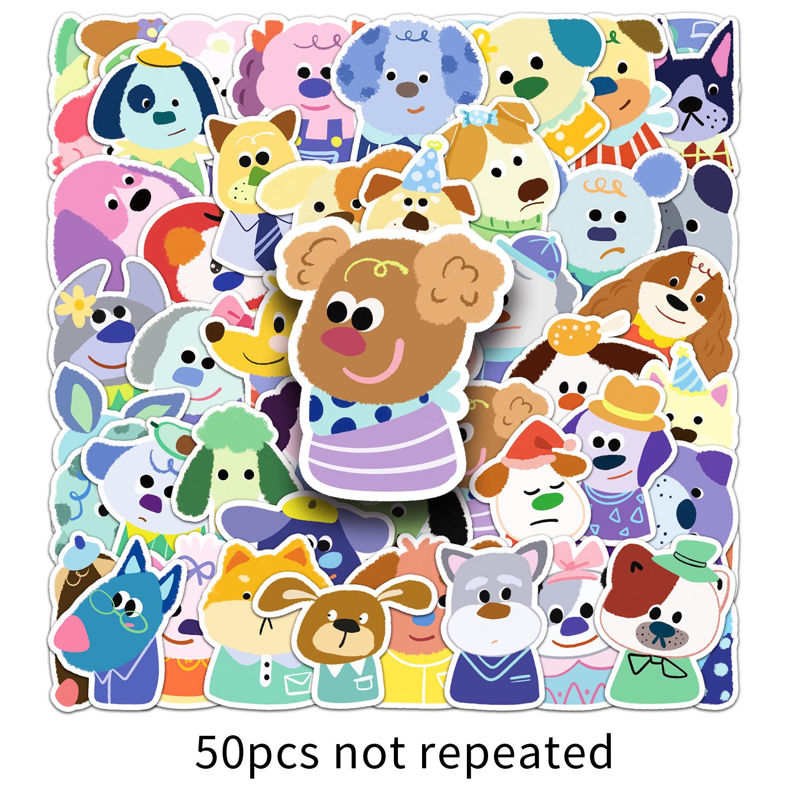 50 Cute Cartoon Puppy Face Stickers - Waterproof Decorative Pet Stickers for Journals