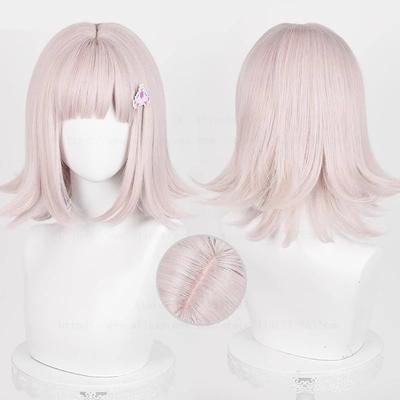 High Quality Nanami ChiaKi Cosplay Wig Short Gray Pink Scalp Heat Resistant Synthetic Hair Halloween Party Anime Wigs + Wig Cap