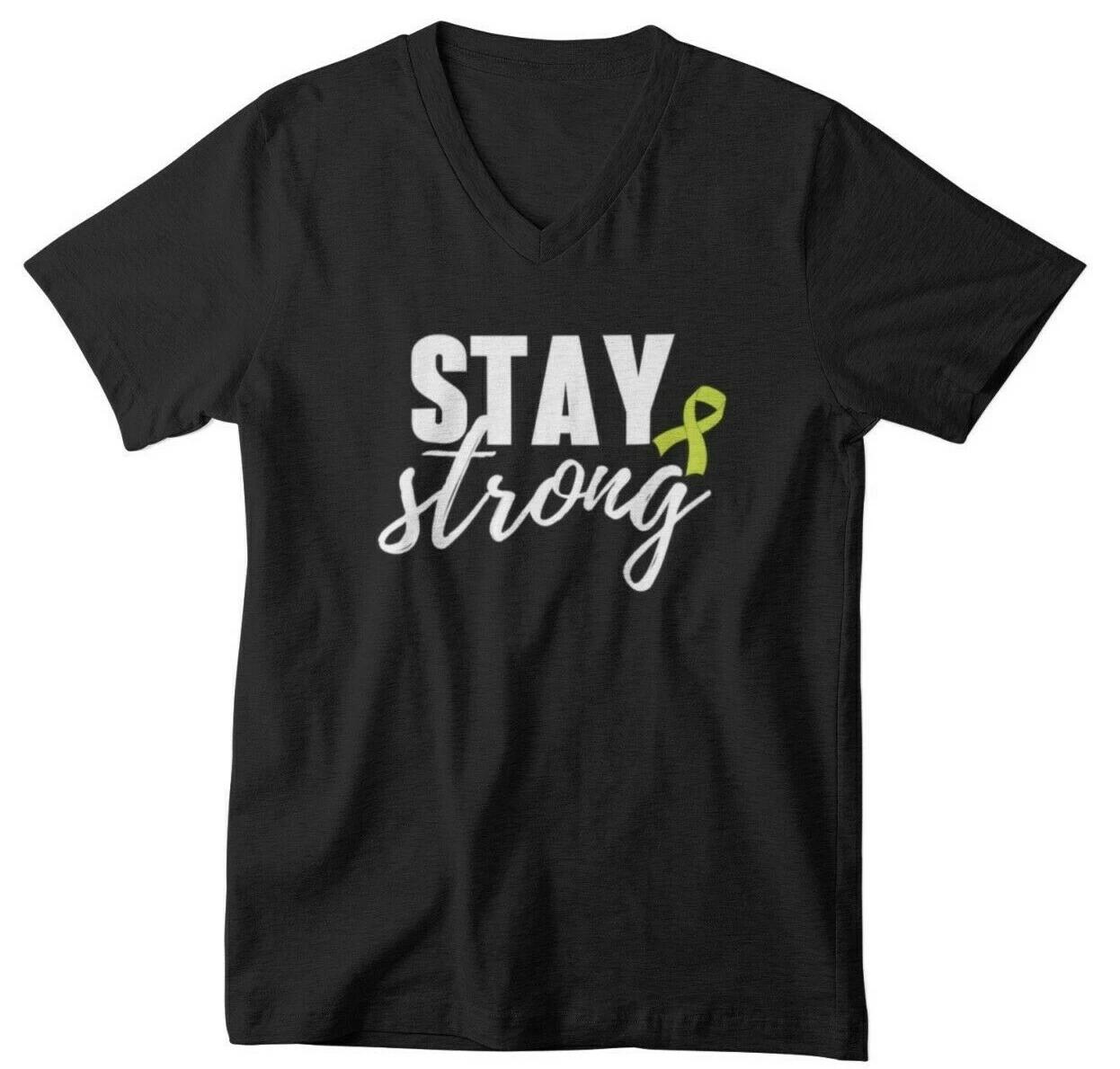Mens V Neck Stay Strong Shirt Mental Health Anxiety Depression Awareness Tee S