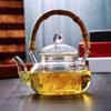Glass Tea Pot Carafe Tea Kettle with Infuser Wood Handle Water Pitcher for Loose Leaf Beverage Milk Juice
