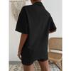 IHUASU Cotton and Linen Fashion Set, Solid-color Pocket Patch Off-the-shoulder Shirt and Shorts, Solid-color Short-sleeved Shirt