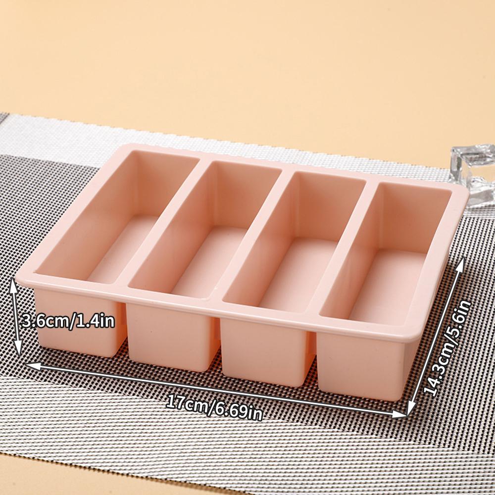 1PC Four Straight Strip Ice Mill Silicone Ice Tray Diy Ice Cube Mold Auxiliary Food Box Ice Maker