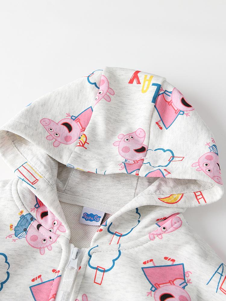 Peppa Pig Girls' Hooded Sweatshirt, Spring/Autumn Zip-Up Jacket for Babies.