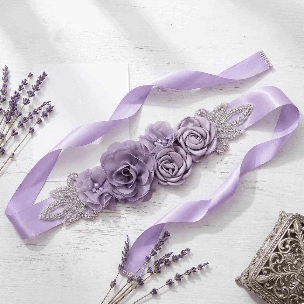 Creative Wedding Flower Waistband Rhinestone Beaded Floral Applique Sash Bridal Dress Accessories
