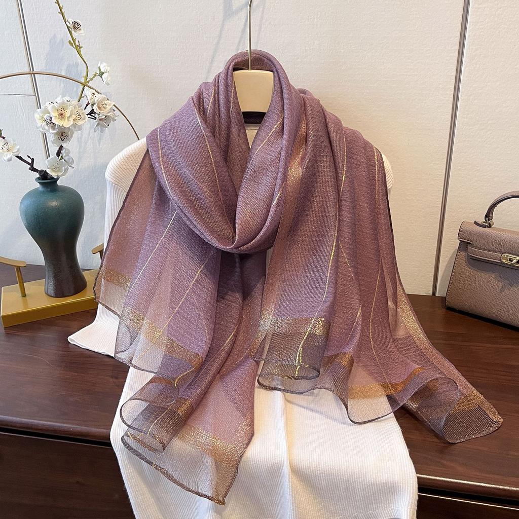 New Retro High-end Temperament Shawl with Yarn Scarf Korean Style Fashionable Light Luxury Silk Temperament Scarf for Women