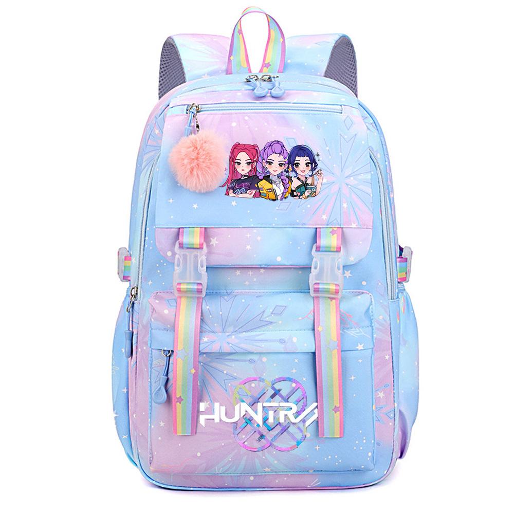 Niedlicher K-Pop Dämonenjäger Aufdruck Große Kapazität Wasserdichter Rucksack Teenger Schüler Mädchen Junge Schultasche Buchtasche Damen Große Kapazität Reisetasche