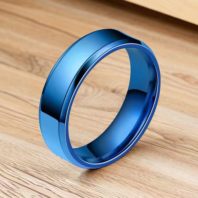 Gold-Plated Stainless Steel Titanium Ring for Women - High-End Blue Love Design
