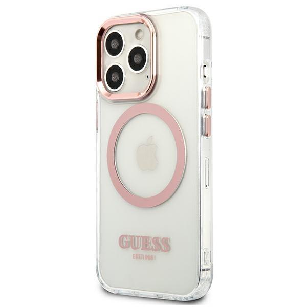 Guess Guhmp13Lhtrmp Iphone 13 Pro / 13 6,1 Różowy/Pink Hard Case Metal Outline Magsafe