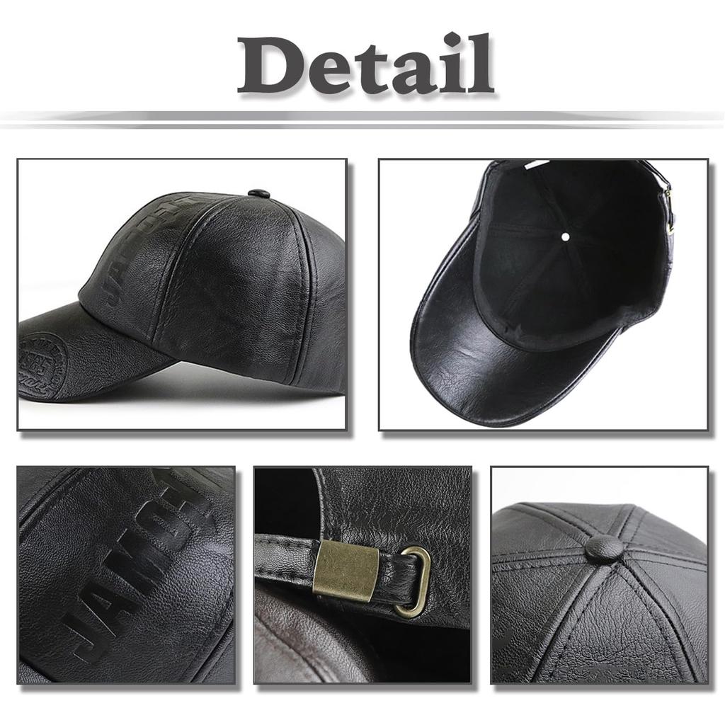 Baseball English CZ566 [White Fang] Hat, Cap, Cap, Leather, PU, Casual, Letters, Logo, Elegant, Adult, Embossed, Men's, (Coffee)