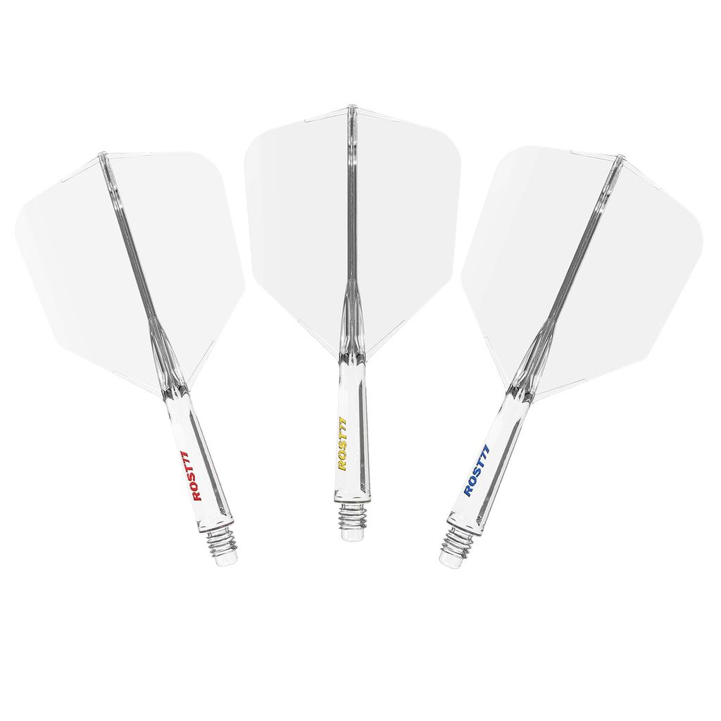 CUESOUL ROST 77 Transparent Big Wing Set of Clear and Blue with Small One-Piece Flights, Shape, 3, Flights, Yellow, Red, Tri-Color Logo,