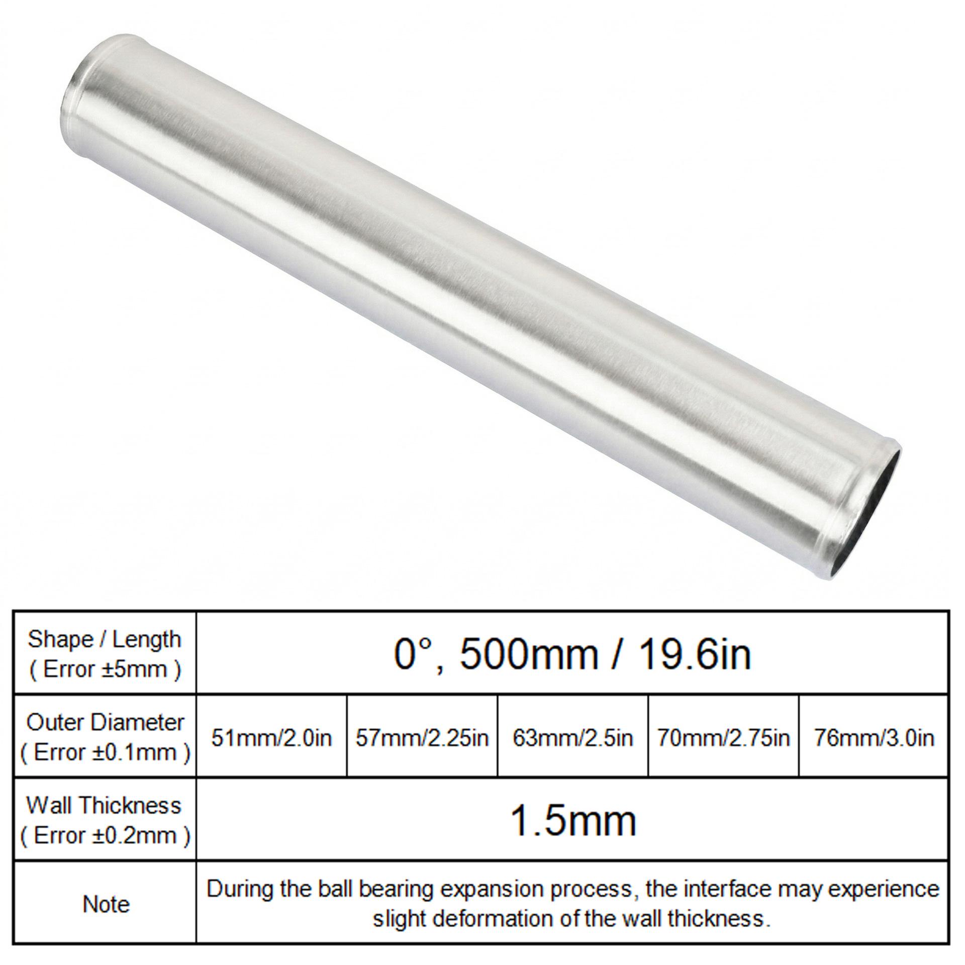 

500mm Aluminum Alloy Intercooler Intake Pipe for DIY Car Turbo Modifications 51mm/2.0 inch